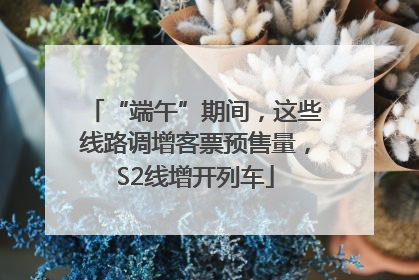 “端午”期间，这些线路调增客票预售量，S2线增开列车