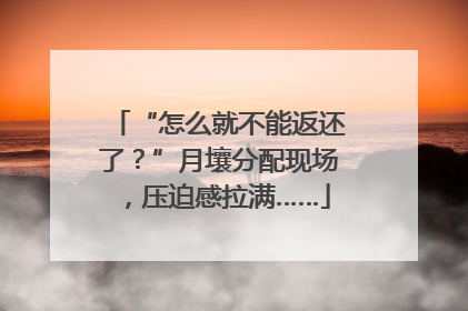“怎么就不能返还了？”月壤分配现场，压迫感拉满……