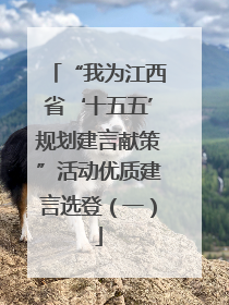 “我为江西省‘十五五’规划建言献策”活动优质建言选登（一）