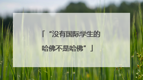 “没有国际学生的哈佛不是哈佛”