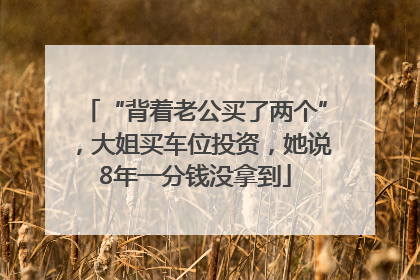 “背着老公买了两个”，大姐买车位投资，她说8年一分钱没拿到