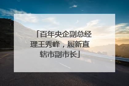 百年央企副总经理王秀峰，履新直辖市副市长