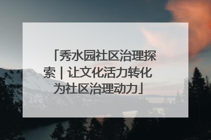 秀水园社区治理探索｜让文化活力转化为社区治理动力