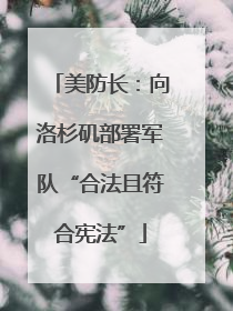美防长：向洛杉矶部署军队“合法且符合宪法”