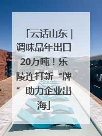 云话山东｜调味品年出口20万吨！乐陵连打新“牌”助力企业出海