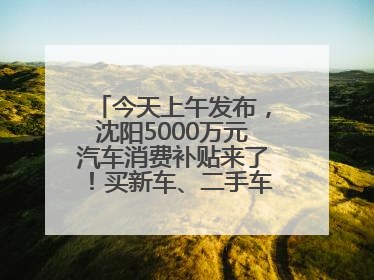 今天上午发布，沈阳5000万元汽车消费补贴来了！买新车、二手车都能领！