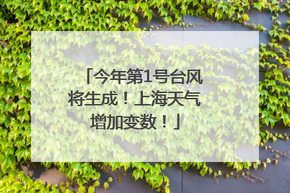 今年第1号台风将生成！上海天气增加变数！