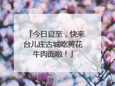 今日夏至，快来台儿庄古城吃黄花牛肉面啦！