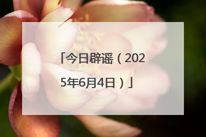 今日辟谣（2025年6月4日）
