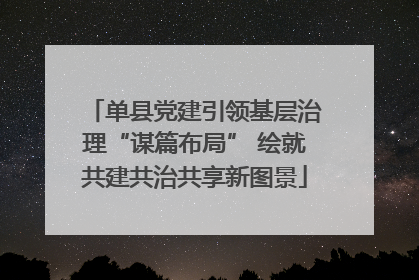 单县党建引领基层治理“谋篇布局” 绘就共建共治共享新图景