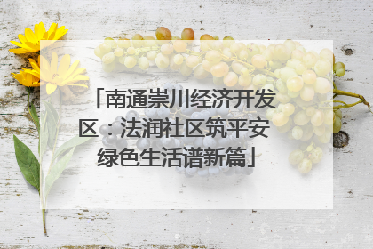 南通崇川经济开发区：法润社区筑平安 绿色生活谱新篇