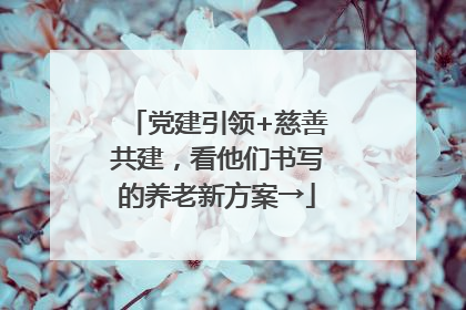 党建引领+慈善共建，看他们书写的养老新方案→