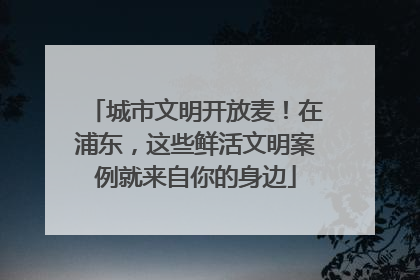 城市文明开放麦！在浦东，这些鲜活文明案例就来自你的身边