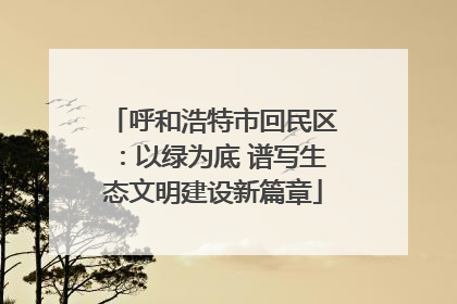 呼和浩特市回民区：以绿为底 谱写生态文明建设新篇章