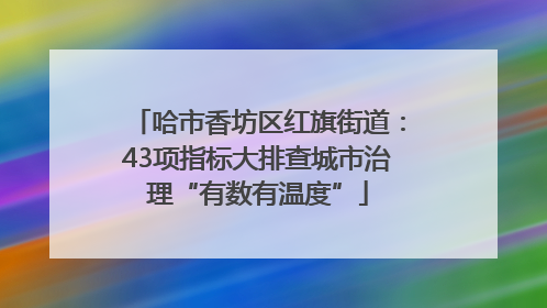 哈市香坊区红旗街道：43项指标大排查城市治理“有数有温度”