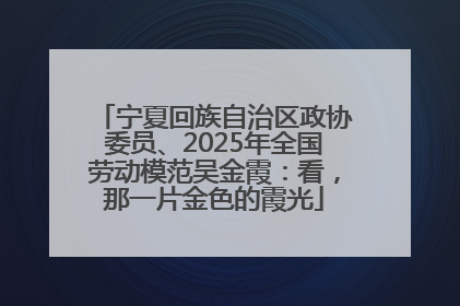 宁夏回族自治区政协委员、2025年全国劳动模范吴金霞：看，那一片金色的霞光