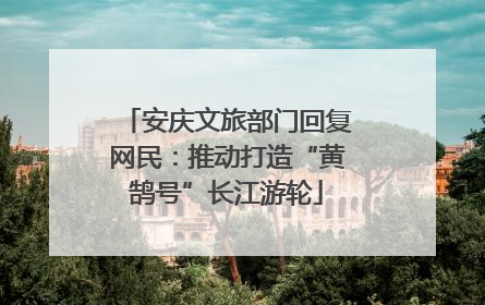 安庆文旅部门回复网民：推动打造“黄鹄号”长江游轮