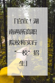 官宣！湖南两所高职院校将实行“一校”招生