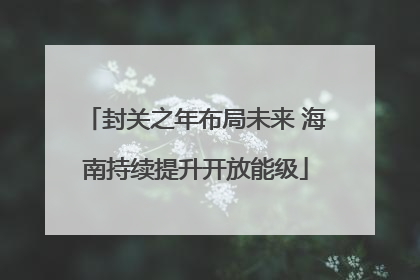 封关之年布局未来 海南持续提升开放能级