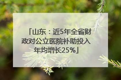 山东：近5年全省财政对公立医院补助投入年均增长25%