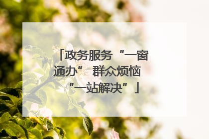政务服务“一窗通办” 群众烦恼“一站解决”