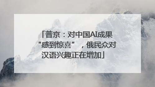 普京：对中国AI成果“感到惊喜”，俄民众对汉语兴趣正在增加