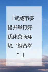 武威市多措并举打好优化营商环境“组合拳”