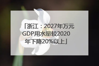 浙江：2027年万元GDP用水量较2020年下降20%以上