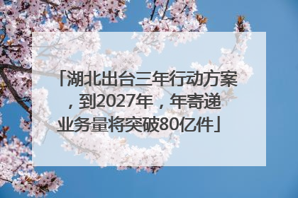 湖北出台三年行动方案，到2027年，年寄递业务量将突破80亿件