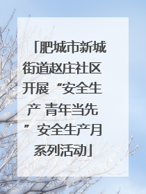 肥城市新城街道赵庄社区开展“安全生产 青年当先”安全生产月系列活动