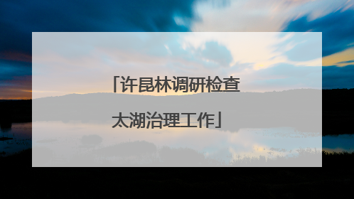 许昆林调研检查太湖治理工作