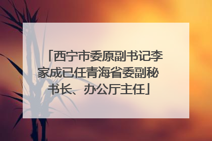 西宁市委原副书记李家成已任青海省委副秘书长、办公厅主任