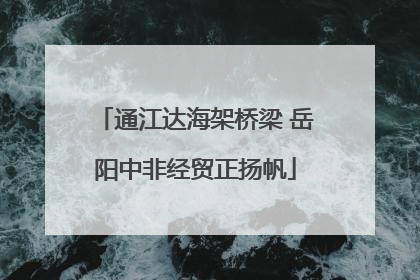 通江达海架桥梁 岳阳中非经贸正扬帆
