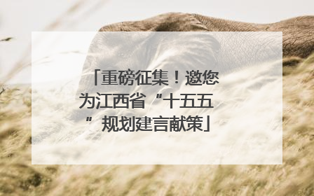 重磅征集！邀您为江西省“十五五”规划建言献策